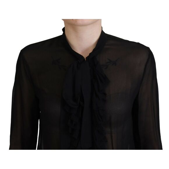 Dsquared² Black Viscose Long Sleeves See Through Blouse Women's Top (Pre-Owned) - Picture 4 of 5